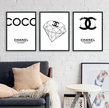 Load image into Gallery viewer, Black CoCo Chanel Wall Art Print Set Of 3
